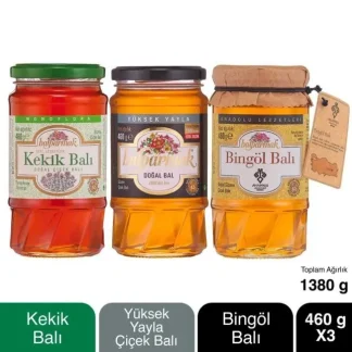 Balparmak Gurme Ballar Paketi 460 g X 3 (Kekik Balı, Yüksek Yayla Balı, Bingöl Balı)