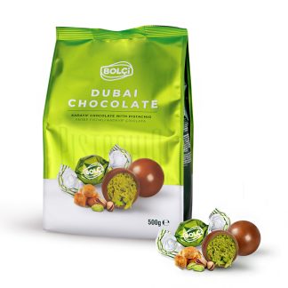 Dubai Çikolatası Fıstıklı Kadayıf Dolgulu Sütlü Top Çikolata 500 g (QUADRO POŞET)