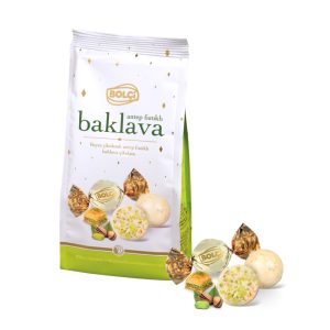 Antep Fıstıklı Baklava Parçacıklı Beyaz Top Çikolata 120g (Quadro Poşet)
