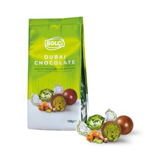Dubai Çikolatası Fıstıklı Kadayıf Dolgulu Sütlü Top Çikolata 120 g (QUADRO POŞET)