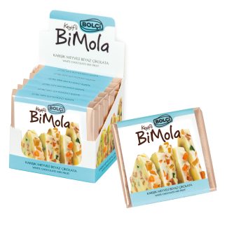BiMola Beyaz Karışık Meyve Tablet Çikolata 70g