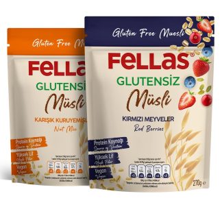 Glutensiz Müsli 2li - Kırmızı Meyveli 270g + Karışık Kuruyemişli 270g