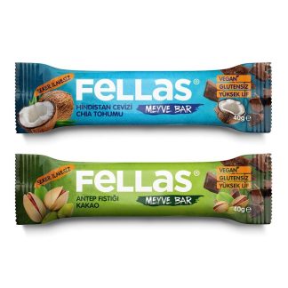 Meyve Bar 40g Süper İkili Kutu 24 Adet - Antep Fıstıklı x 12 Adet + Hindistan Cevizli x 12 Adet