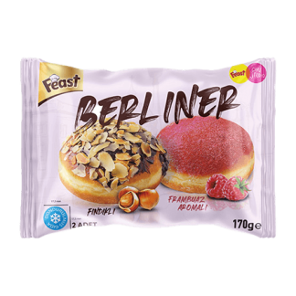 Almond Berliner with Raspberry Flavor & Hazelnut Cream