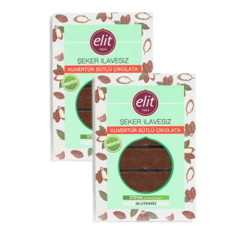 Kuvertür Şeker İlavesiz ve Prebiyotik Sütlü Çikolata 250g 2'li Set (2x250g) Glutensiz