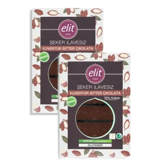 Vegan Kuvertür Şeker İlavesiz ve Prebiyotik Bitter Çikolata 250g 2'li Set (2x250g)